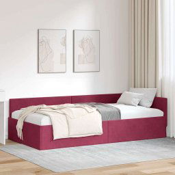 vidaXL Corner Bed Frame Other with Headboard Wine red 90 x 200 cm