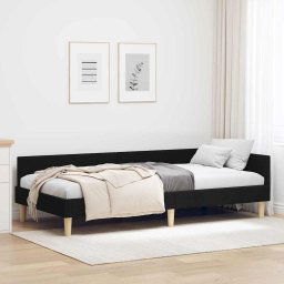 vidaXL Corner Bed Frame Black 90 x 190 cm Fabric and Engineered wood