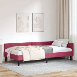 vidaXL Corner Bed Frame with Headboard Manual Wine red 100 x 200 cm