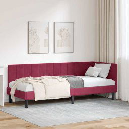 vidaXL Corner Bed Frame with Headboard Wine red 80 x 200 cm Velvet