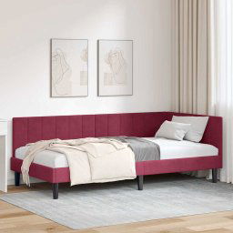 vidaXL Corner Bed Frame with Headboard Wine red 100 x 200 cm Velvet