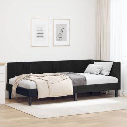 vidaXL Corner Bed Frame with Headboard Black 100 x 200 cm Velvet