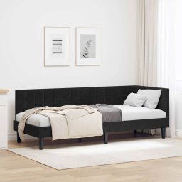 vidaXL Corner Bed Frame with Headboard Black 80 x 200 cm Velvet