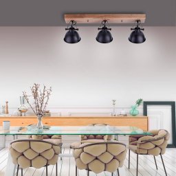JUST LIGHT. GmbH Samia ceiling light, 3-bulb, mango wood, black