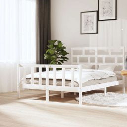 vidaXL 3101359 Bed Frame without Mattress White Solid Wood 160x200 cm (810093+814205)