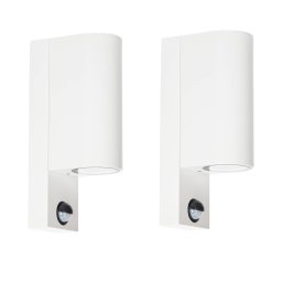 Prios outdoor wall light Tetje, white, round, sensor, set of 2