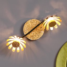 Eco-Light Bloom LED wall light, two-bulb gold