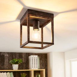 Lindby Rustic ceiling light Emin with metal frame