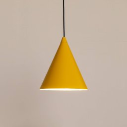 ALDEX Pendant light, mustard yellow, metal, Ø 24 cm, cone, E27