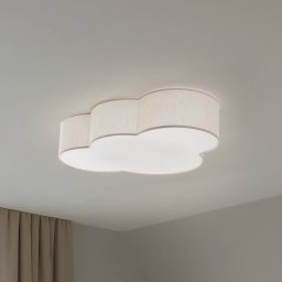 TK Lighting Cloud ceiling light, beige, 63 cm long, textile, cloud, E27