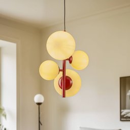 ALDEX Joel pendant light, wine red/white, 4-bulb