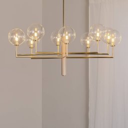 Jupiter Feme chandelier, gold-coloured, glass, 10-bulb, G9