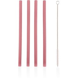 Zopa Silicone Straw silicone straw + hairbrush 6 m+ Old Pink 4 pc