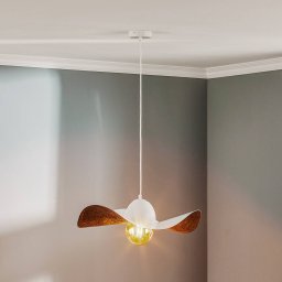 SIGMA Jil pendant light, curved lampshade, white/copper