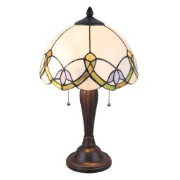 Clayre&Eef 5918 table lamp white and colourful Tiffany design
