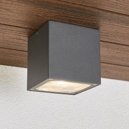 Lucande Tanea - cube-shaped LED ceiling light, IP54