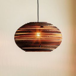 Think Paper Lazy pendant light, Ø 44 cm, brown, cardboard, E27