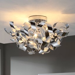 Lindby Elviro ceiling lamp, Ø 50 cm, chrome-coloured, metal