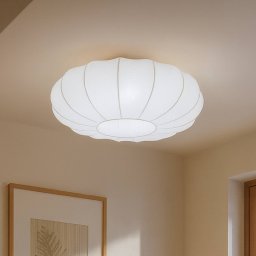 Lindby Helin ceiling light, white, Ø 60 cm, textile, 3 x E27