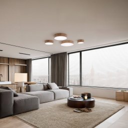 TEMAR LIGHTING Cleo DR800 ceiling light, oak wood, Ø 80 cm, 6-bulb, E27
