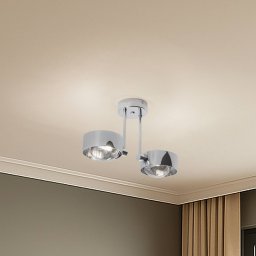 Argon Mado ceiling light, chrome-coloured steel, smoked glass, 2-bulb