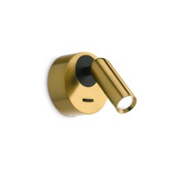 Ideallux Ideal Lux LED wall spotlight Bean, Ø 7 cm, brass-coloured