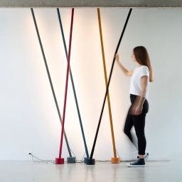 Martinelli Luce Elastica floor lamp, strap, yellow