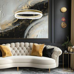 Milagro Lighting Preciosa LED pendant light, gold/crystal, acrylic, Ø 60 cm