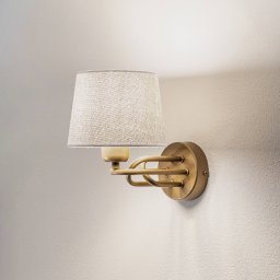 Avonni Lazar wall light, grey/gold antique, Ø 20 cm, textile/metal