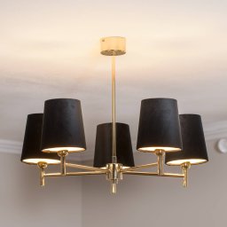 Euluna Nita chandelier, black/gold, 5-bulb