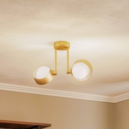 Euluna Mado ceiling light, opal glass/brass, 2-bulb