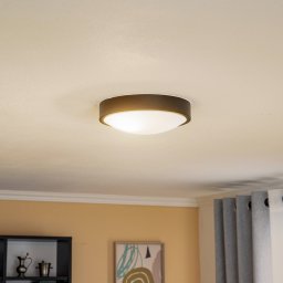 Lamkur Jaris ceiling light, curved glass, Ø 26 cm, black
