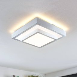 Lindby LED ceiling light Mirco, 32 cm, angular, aluminium