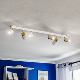 Luminex Ceiling spotlight Rondo white/gold, 6-bulb