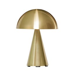 HÜBSCH LED rechargeable table lamp Mush, brass, IP44 dimmable