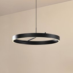 Lucande Rovan LED hanging light, Ø 60 cm, black, CCT, dimmable