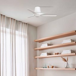 FARO BARCELONA LED ceiling fan Hey, white, DC, quiet, Ø 90 cm, CCT