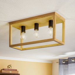 Envostar Rowan oak ceiling light, 3-bulb