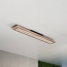MCJ Woody LED ceiling light, length 80 cm, oak/black, 3,000 K