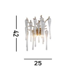 Searchlight Heritage wall light, width 25 cm, gold-coloured/clear, glass