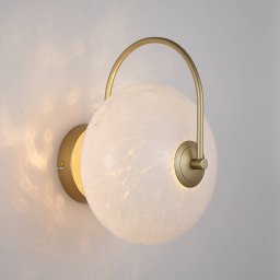 Searchlight Confetti LED wall lamp, gold/white, width 25 cm, glass