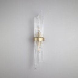 Searchlight Lara wall lamp, height 56 cm, gold-coloured/clear, glass/metal