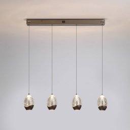 Searchlight Seeds LED hanging light, cream-coloured, length 75 cm, 4-bulb glass.