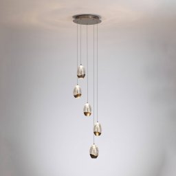 Searchlight Seeds LED hanging light, Ø 30 cm, cream-coloured, glass, 5-bulb.