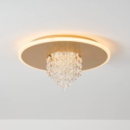 Searchlight Deluge LED ceiling light, gold-coloured, Ø 32 cm, metal/acrylic