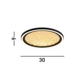 Searchlight Luna LED ceiling lamp, Ø 30 cm, black/gold, metal