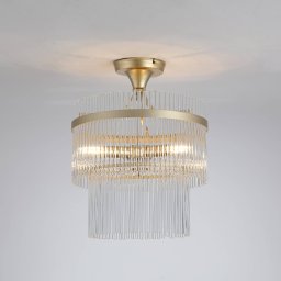Searchlight Lara ceiling lamp, Ø 35 cm, gold-coloured/clear, glass/metal