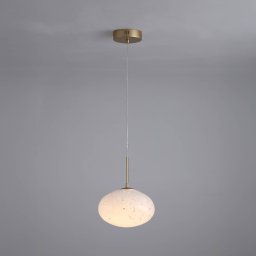 Searchlight Confetti LED hanging light, Ø 25 cm, gold/white, glass