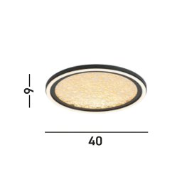 Searchlight Luna LED ceiling lamp, Ø 40 cm, black/gold, metal