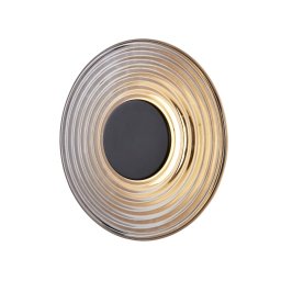 Searchlight Cleo LED wall lamp, smoky grey/matt black, Ø 30 cm, glass